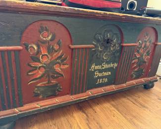 1829 Pennsylvania Dutch Painted Hope Chest / Marriage Chest