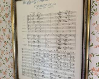 Framed Sheet Music: Mozart Symphony No. 41 "Jupiter"