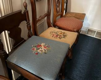 Victorian Style Needlepoint Upholstered Side Chairs (Set of 3)