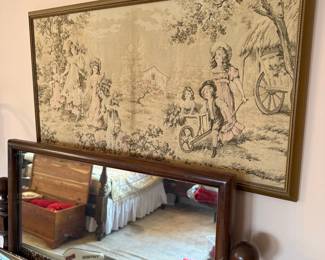 Antique French Toile de Jouy Tapestry