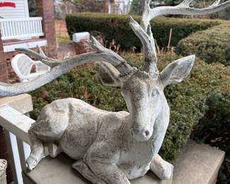 Vintage Concrete Reclining Deer Statue