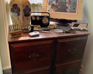 Vintage Wooden Dresser with Desk Accessories