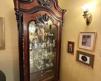 Victorian Walnut Burl China Cabinet