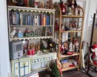 Vintage Bamboo Etagere with Christmas Decorations