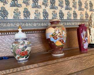 Satsuma Porcelain Vase with Peacock and Floral Motif