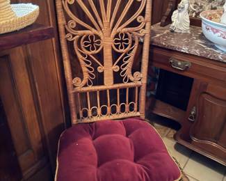 Antique Victorian Wicker Peacock Chair