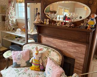 Victorian Oak Fireplace Mantel with Mirror