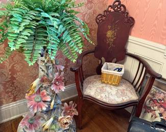 Vintage Capodimonte Porcelain Floral Basket