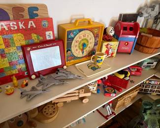 Vintage Mattel-A-Time Talking Clock and Playskool Mailbox Toy