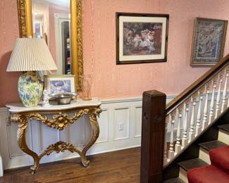 Ornate Gilt Console Table with Marble Top