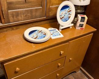 Vintage Decorative Plates with Winter Village Scene