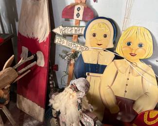 Hand-Painted Wooden Primitive Christmas Figures and Signs