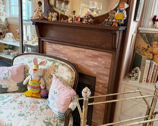 Antique Oak Fireplace Mantel with Mirror