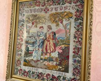 1850s "Jacob's Ladder" Needlepoint Sampler