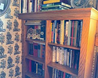 Oak Bookcase with Assorted Books