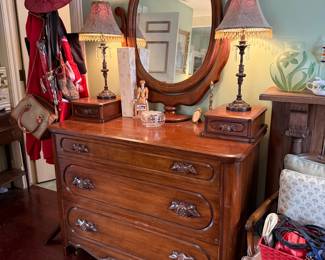 Davis Cabinet Co. Lillian Russell Collection Walnut Vanity Dresser with Mirror