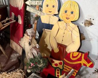 Hand-Painted Wooden Folk Art Christmas Figures and Dala Horse