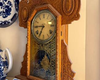 Ingraham "Lion" Oak Gingerbread Mantel Clock