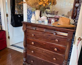 Antique Flame Mahogany Empire Chest of Drawers