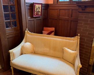 Louis XVI Style Sofa in Striped Fabric
