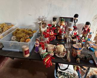 Assorted Christmas Decorations and Nutcrackers