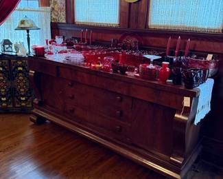 Ruby Red Depression Glass Dinnerware Set