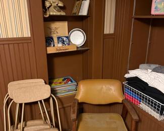 Vintage Folding Chairs and Armchair Set