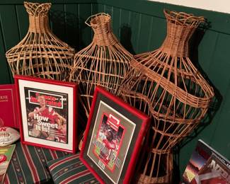 Nebraska Cornhuskers Championship Memorabilia Lot: Sports Illustrated Magazines, Signed Football, and Decorative Baskets