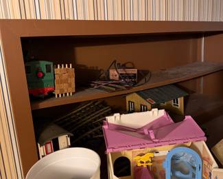 Assorted Model Train Accessories and Dollhouse Furniture