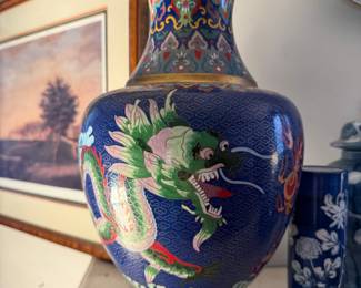 Vintage Chinese Cloisonné Dragon Vase