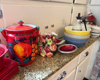 Vintage Ceramic "Rumtopf" Jar and Hand-Painted Fruit Pitcher