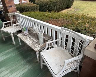Vintage White Wicker Doll or Children's Furniture Set