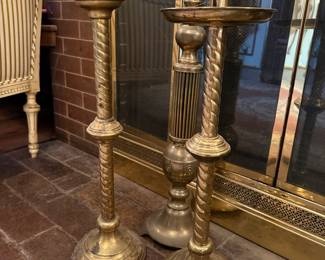 Vintage Brass Twisted Column Taper Candlesticks (Pair)