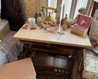 Vintage Cream Rotary Telephone with Gold Accents