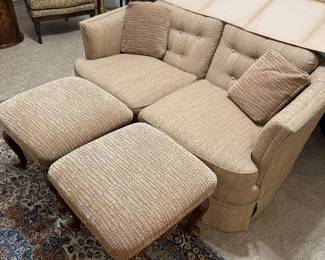 Small love seat & 2 ottomans