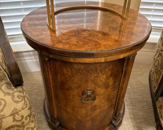 Burl Wood Drum Table