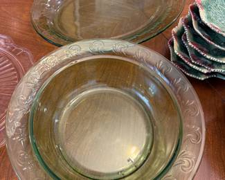 Green Glass Serving Pieces