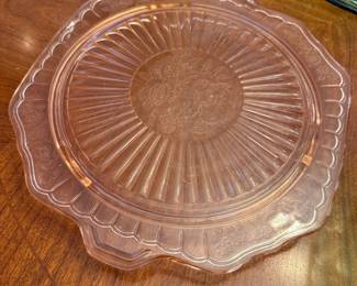 Pink Depression Cake Plate