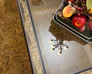 Square Coffee Table with Asian Motif inlay