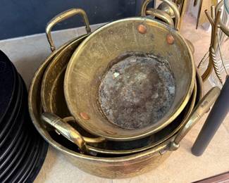 Vintage Brass Pots with HAndles