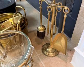 Small Brass Fireplace Set