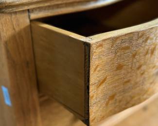 This lot features a stunning highboy dresser with a harp mirror with six (6) drawers and sitting on casters. This dresser measures with mirror, 65” H x 33.5” W x 18” D.