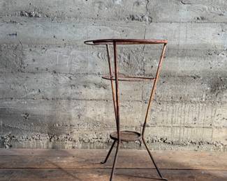 This lot features Hungarian iron wash stand circa 1940s. Can be used as a beautiful garden planter! This stand measures, 30” H.