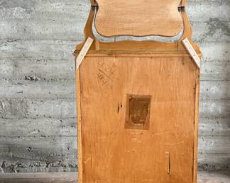 This lot features a stunning highboy dresser with a harp mirror with six (6) drawers and sitting on casters. This dresser measures with mirror, 65” H x 33.5” W x 18” D.