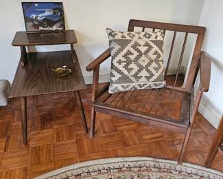 MCM Danish Z Arm chair and step-back side table