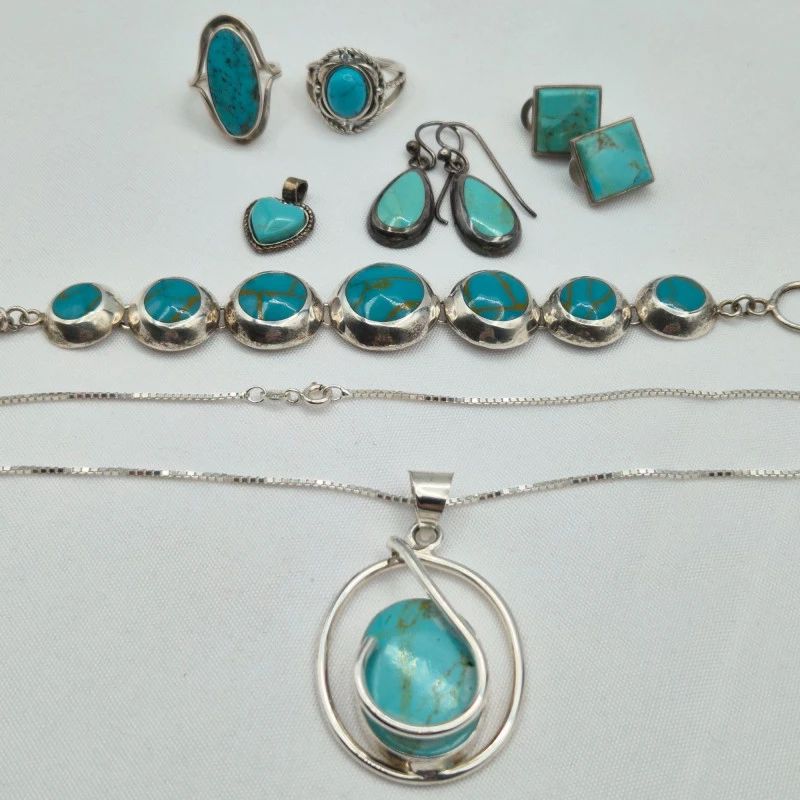 Turquoise Harmony Jewelry Mix Mostly Sterling Silver