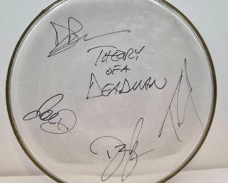 Autographed Drumhead Signed by Theory of a Deadman (c. 2009)