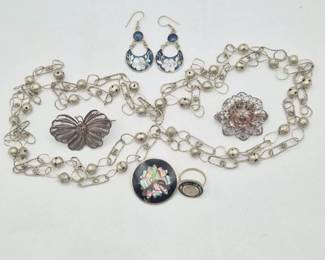 Mexican Silver Wedding Necklace, Filigree Brooches & Alpaca Variety