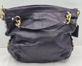 Eggplant Pebbled Leather Coach Brooke Handbag, Model 14142
