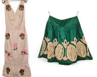 Embroidered Fashion Cotton Halter Dress and Knee Length Skirt